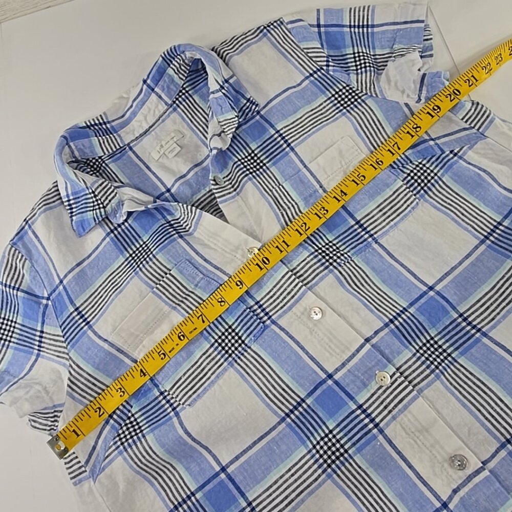J. Jill Love Linen Plaid Full Button Up Shift‎ Dress WOMEN'S SIZE MEDIUM PETITE. - Picture 13 of 16